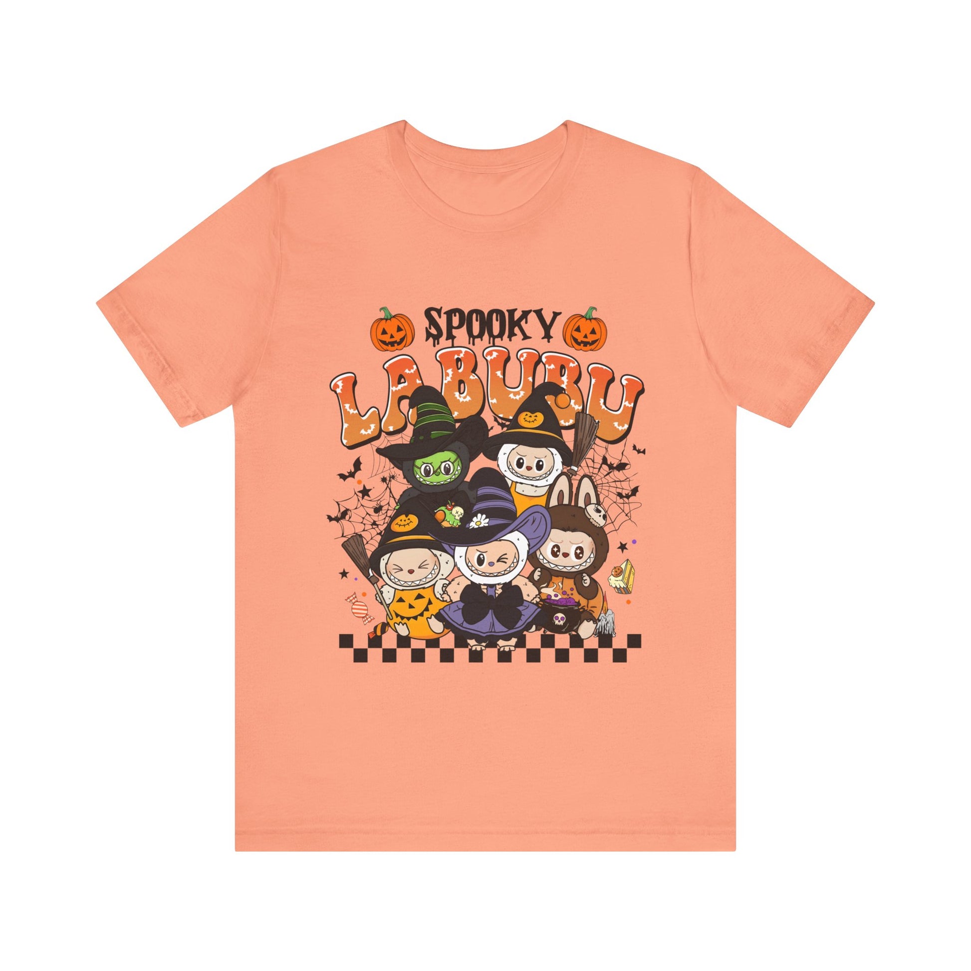 Spooky Labubu Halloween Tee, Unisex Short Sleeve Shirt, Cute Halloween Apparel, Halloween Costume Shirt, Festive Graphic Tee