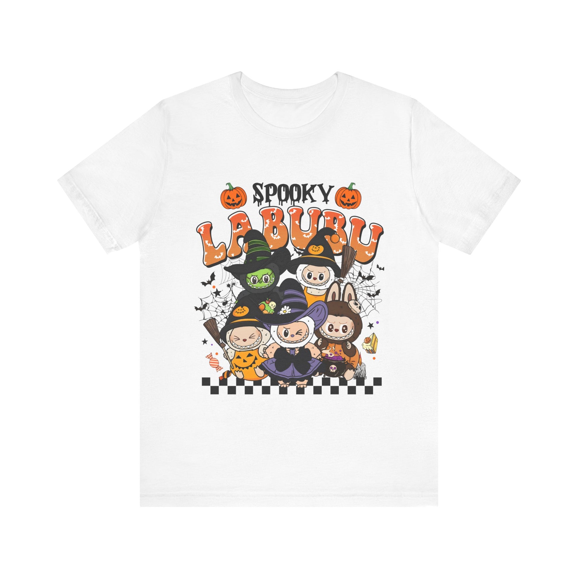 Spooky Labubu Halloween Tee, Unisex Short Sleeve Shirt, Cute Halloween Apparel, Halloween Costume Shirt, Festive Graphic Tee