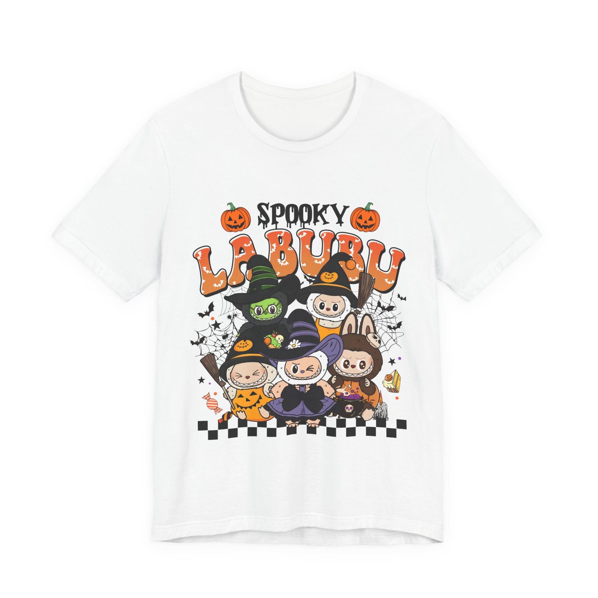 Spooky Labubu Halloween Tee, Unisex Short Sleeve Shirt, Cute Halloween Apparel, Halloween Costume Shirt, Festive Graphic Tee